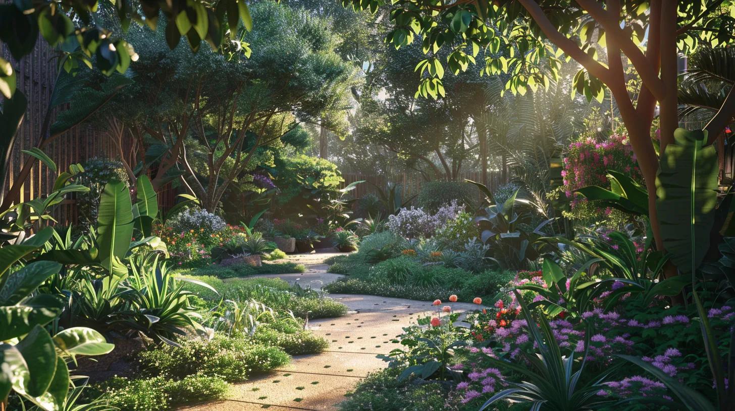 a vibrant garden brimming with diverse plants, showcasing the lush variety perfect for custom homes, illuminated by soft afternoon sunlight filtering through leafy canopies. a vibrant garden brimming with diverse plants, showcasing the lush variety perfect for custom homes, illuminated by soft afternoon sunlight filtering through leafy canopies.