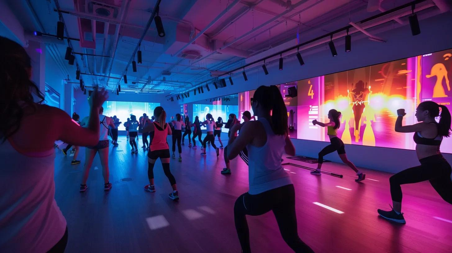 a vibrant gym interior showcases engaged members participating in a group fitness class, surrounded by user-friendly management software visuals on screens highlighting personalized notifications and real-time member analytics, illuminated by bright, energizing lighting. a vibrant gym interior showcases engaged members participating in a group fitness class, surrounded by user-friendly management software visuals on screens highlighting personalized notifications and real-time member analytics, illuminated by bright, energizing lighting.