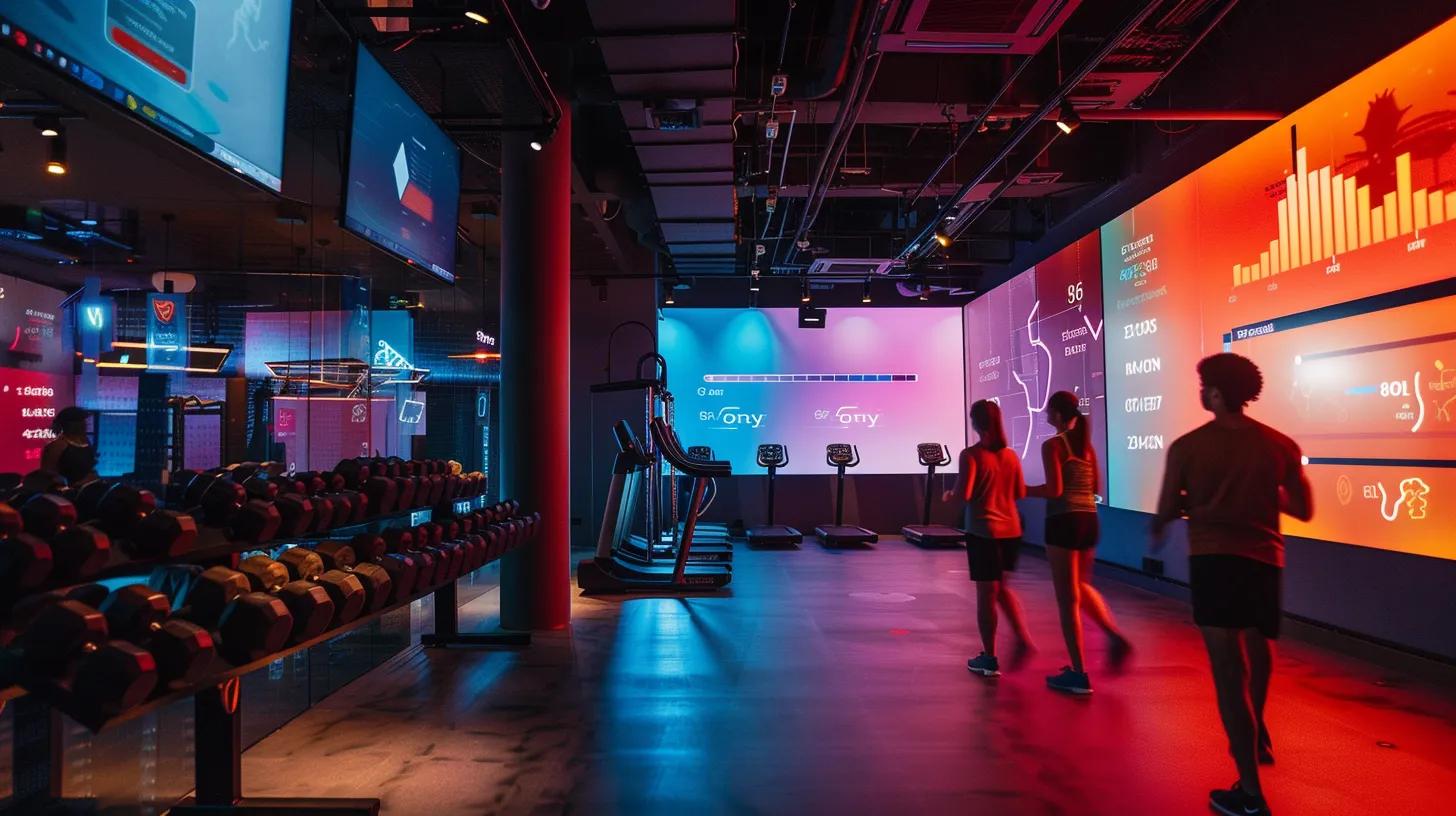 a vibrant gym setting filled with energized newcomers engaging with personalized onboarding experiences, surrounded by colorful progress charts and interactive gamification elements, all illuminated by dynamic lighting that enhances the welcoming atmosphere. a vibrant gym setting filled with energized newcomers engaging with personalized onboarding experiences, surrounded by colorful progress charts and interactive gamification elements, all illuminated by dynamic lighting that enhances the welcoming atmosphere.