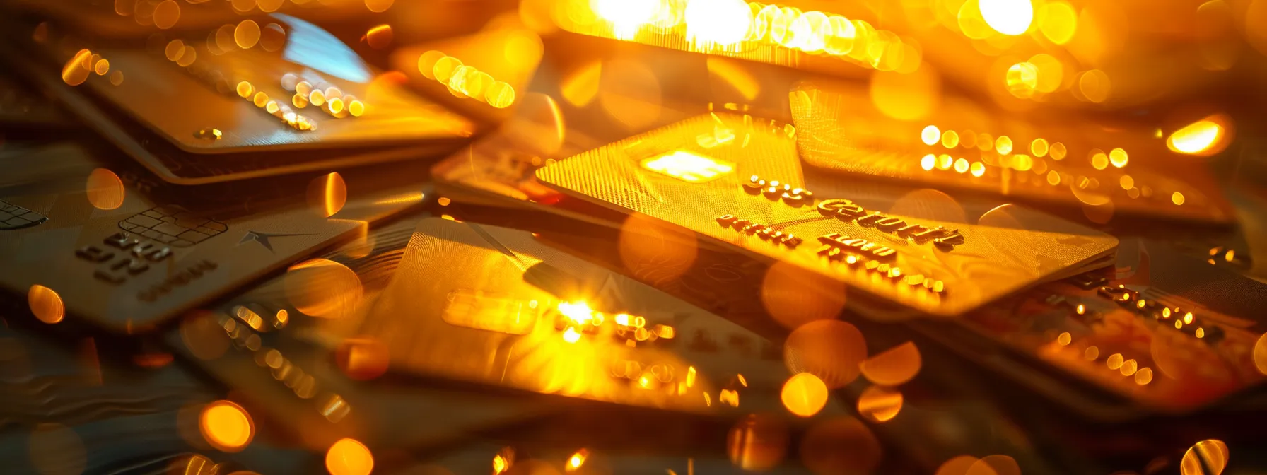 a vibrant, high-energy scene captures a gleaming pile of luxurious credit cards arranged artfully, with soft, ambient lighting highlighting their intricate designs against a sleek, polished surface. Top Rated Rewards Credit Cards for Savvy Shoppers