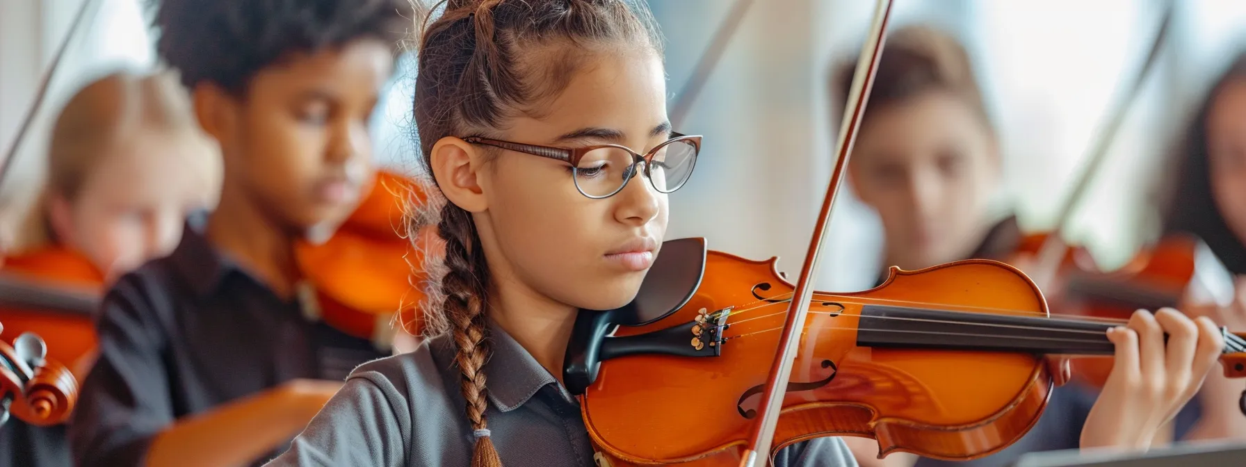 a vibrant indoor youth orchestra camp setting showcases diverse young musicians passionately engaged in practice, surrounded by instrument-specific workshops and the energetic atmosphere reminiscent of a grand concert hall. a vibrant indoor youth orchestra camp setting showcases diverse young musicians passionately engaged in practice, surrounded by instrument-specific workshops and the energetic atmosphere reminiscent of a grand concert hall.