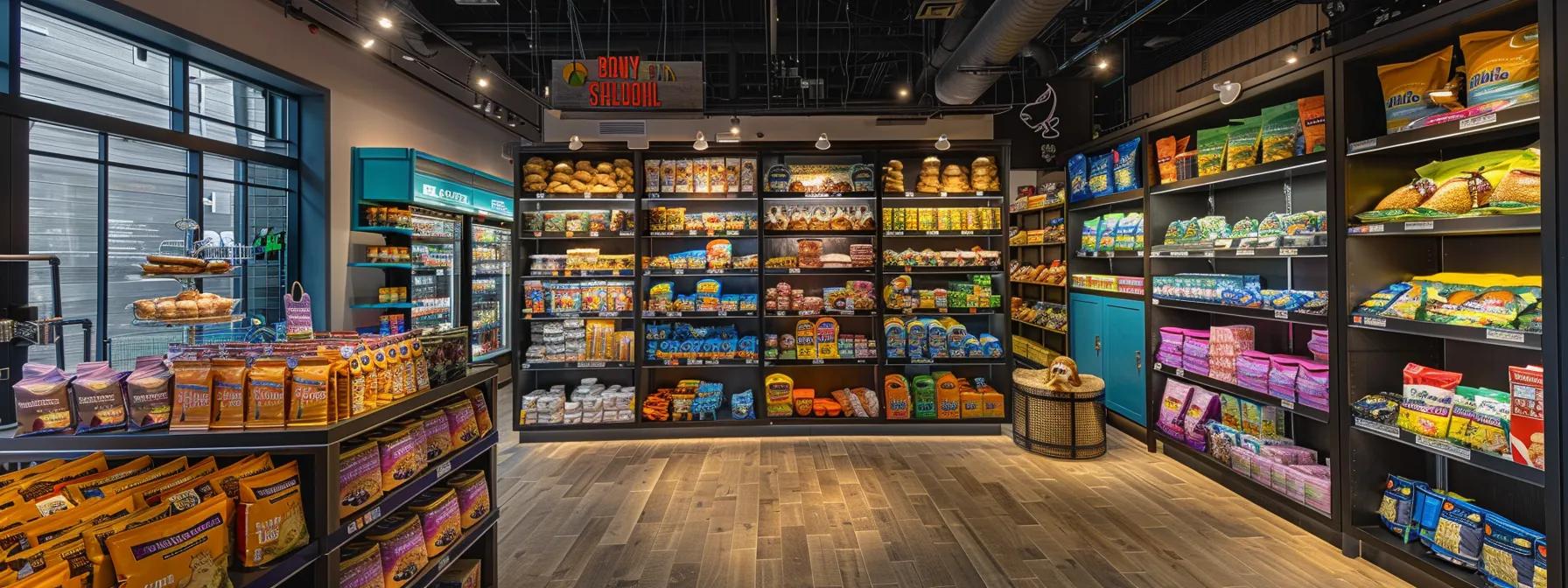 a vibrant, modern pet store interior showcases a well-organized display of healthy puppy treats tailored by age and breed, with colorful packaging and clear nutrition labels, inviting pet owners to make informed choices. a vibrant, modern pet store interior showcases a well-organized display of healthy puppy treats tailored by age and breed, with colorful packaging and clear nutrition labels, inviting pet owners to make informed choices.