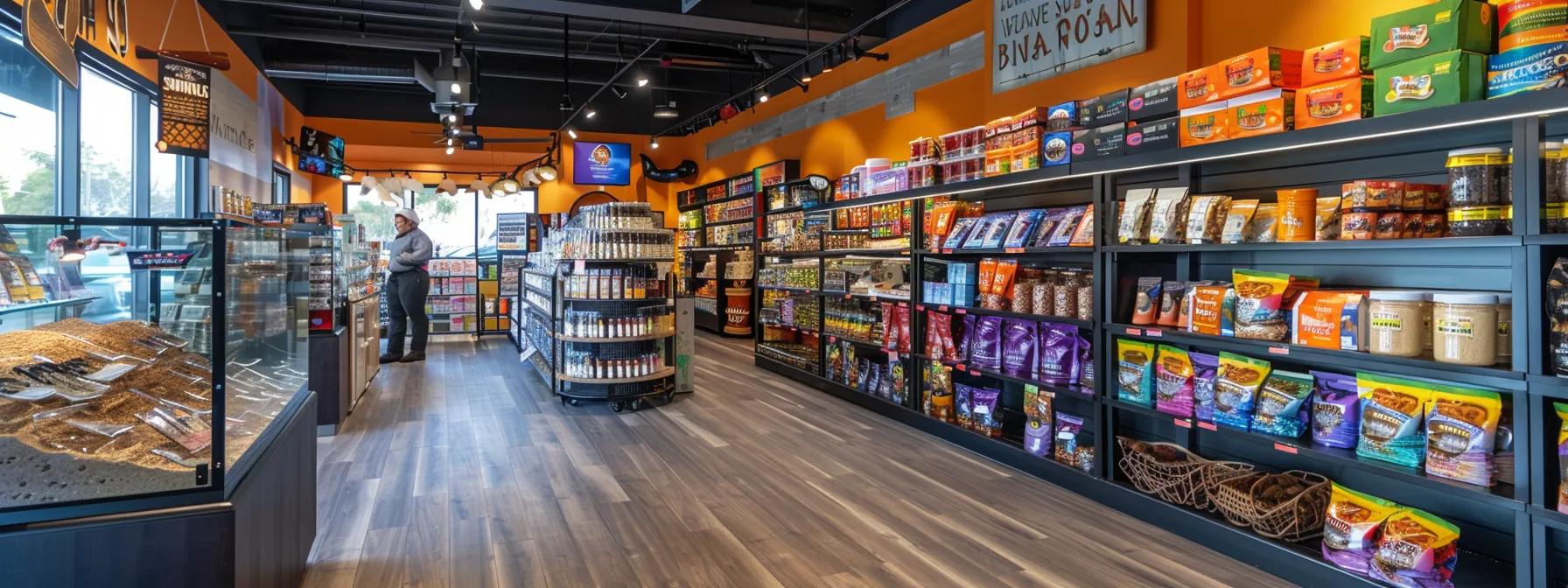 a vibrant, modern pet supply store interior showcases an array of neatly arranged freeze-dried dog treats, emphasizing clear packaging with appealing ingredient lists, as a knowledgeable store associate engages with a discerning pet owner, highlighting the importance of informed choices for canine nutrition. a vibrant, modern pet supply store interior showcases an array of neatly arranged freeze-dried dog treats, emphasizing clear packaging with appealing ingredient lists, as a knowledgeable store associate engages with a discerning pet owner, highlighting the importance of informed choices for canine nutrition.