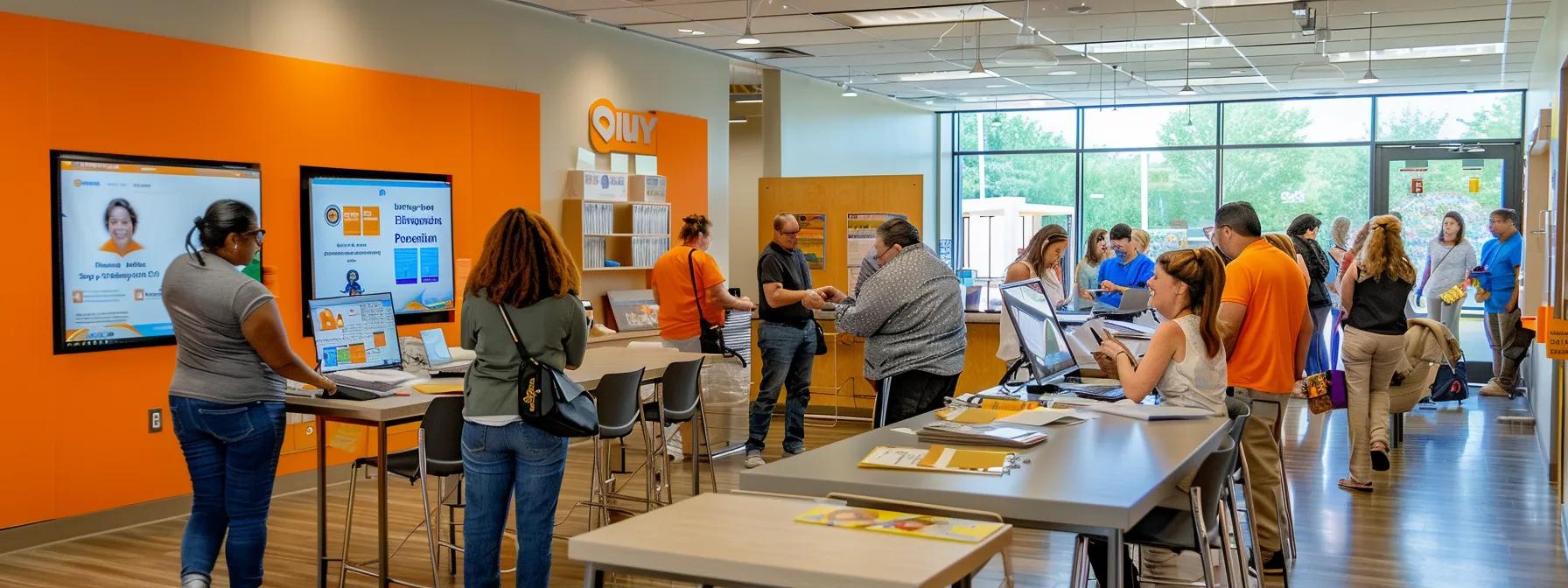 a vibrant office setting features a group of engaged parents gathered around a sleek table, discussing summer camp options while examining colorful brochures and digital tablets displaying various camp programs and testimonials. a vibrant office setting features a group of engaged parents gathered around a sleek table, discussing summer camp options while examining colorful brochures and digital tablets displaying various camp programs and testimonials.