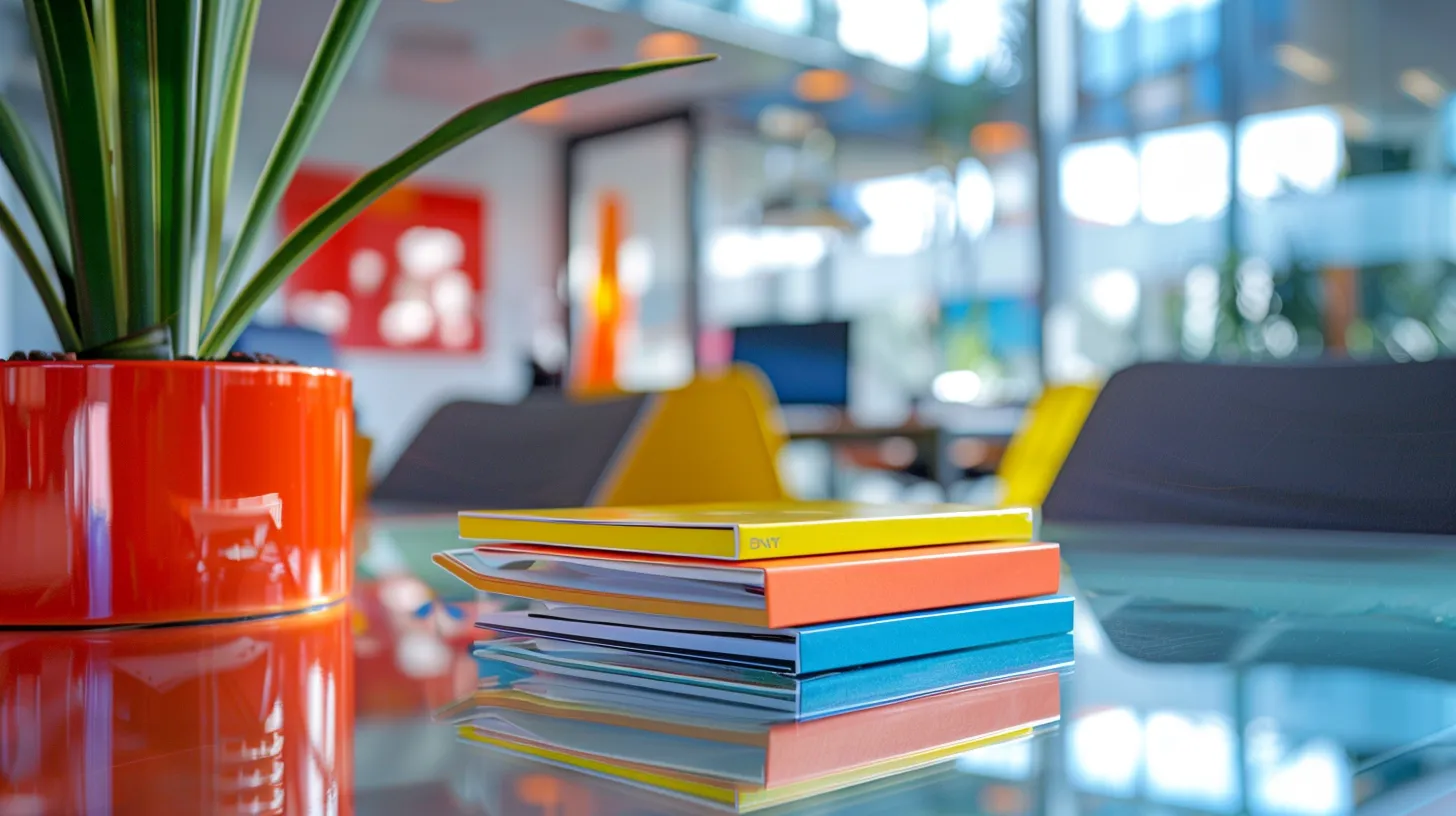 a vibrant office setting showcases a close-up of stunningly glossy business cards and brochures strategically placed on a sleek conference table, reflecting light and emphasizing their vivid colors, underscoring the superior impact of glossy card stock in professional communication. a vibrant office setting showcases a close-up of stunningly glossy business cards and brochures strategically placed on a sleek conference table, reflecting light and emphasizing their vivid colors, underscoring the superior impact of glossy card stock in professional communication.