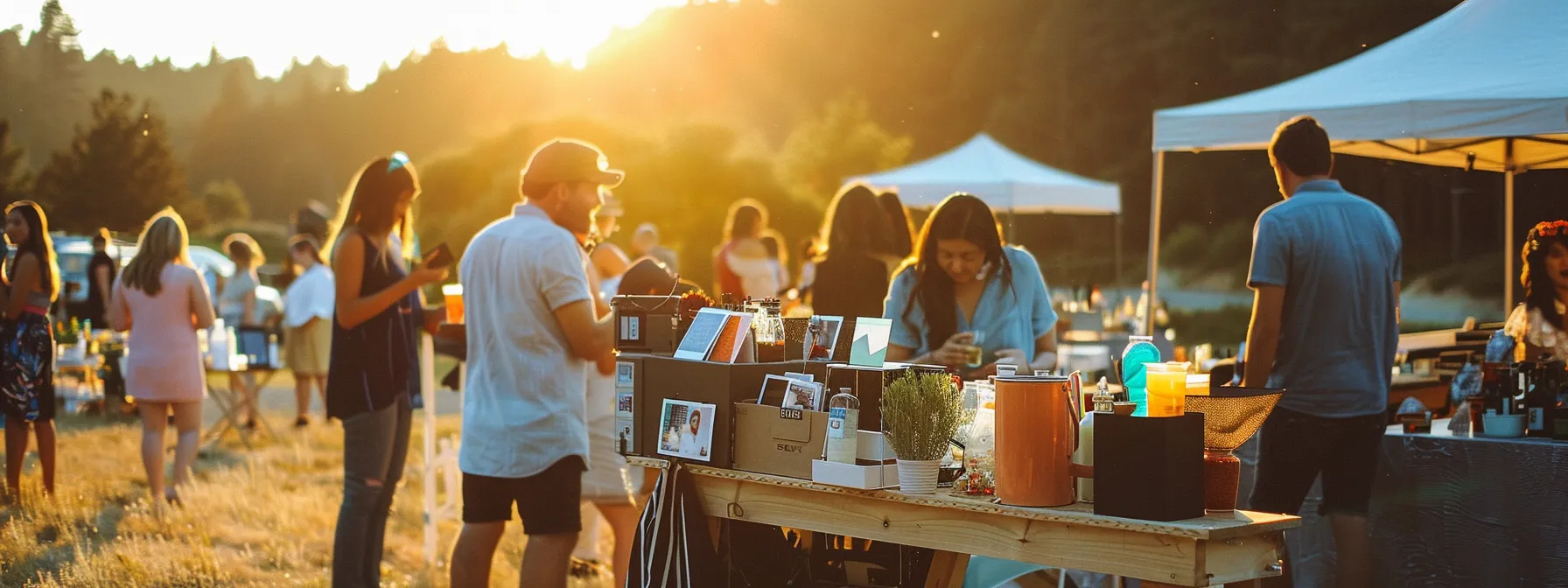 a vibrant outdoor event on whidbey island showcases an innovative instant photo printing station, surrounded by guests joyfully capturing and sharing memories through mobile apps and a lively social media hashtag in the golden hour light. a vibrant outdoor event on whidbey island showcases an innovative instant photo printing station, surrounded by guests joyfully capturing and sharing memories through mobile apps and a lively social media hashtag in the golden hour light.
