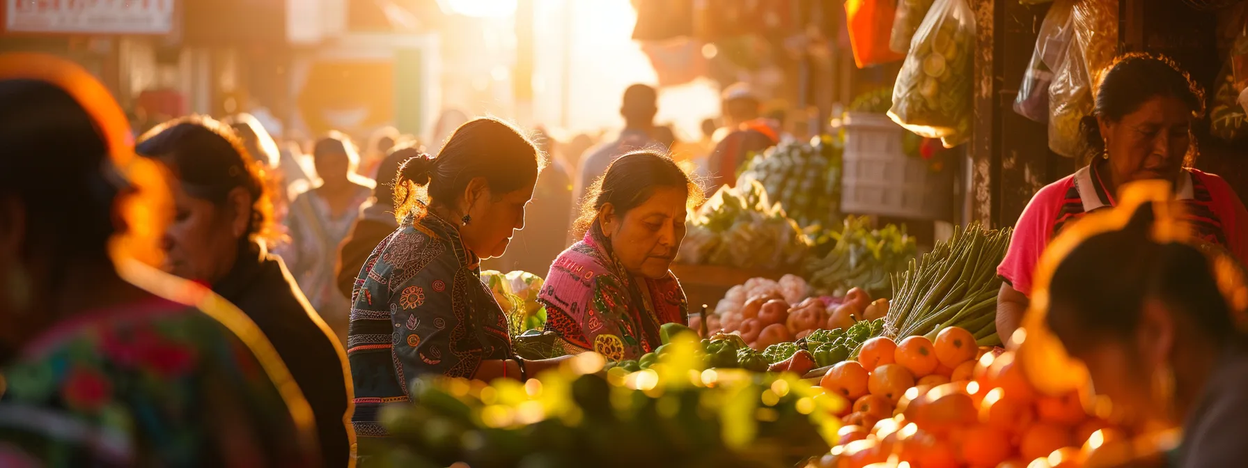a vibrant outdoor marketplace bursts with color, as diverse women of various ethnicities engage joyfully amid stalls overflowing with fresh produce and handcrafted goods, all illuminated by warm, golden sunlight. a vibrant outdoor marketplace bursts with color, as diverse women of various ethnicities engage joyfully amid stalls overflowing with fresh produce and handcrafted goods, all illuminated by warm, golden sunlight.