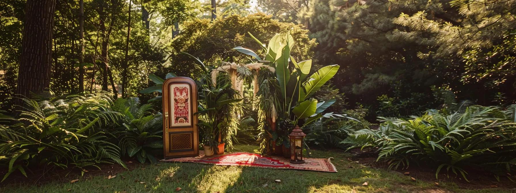 a vibrant outdoor photo booth setup in a spacious atlanta park, framed by lush greenery and elegant decorations, bathed in warm golden hour light, inviting guests to create joyful memories against a picturesque backdrop. a vibrant outdoor photo booth setup in a spacious atlanta park, framed by lush greenery and elegant decorations, bathed in warm golden hour light, inviting guests to create joyful memories against a picturesque backdrop.
