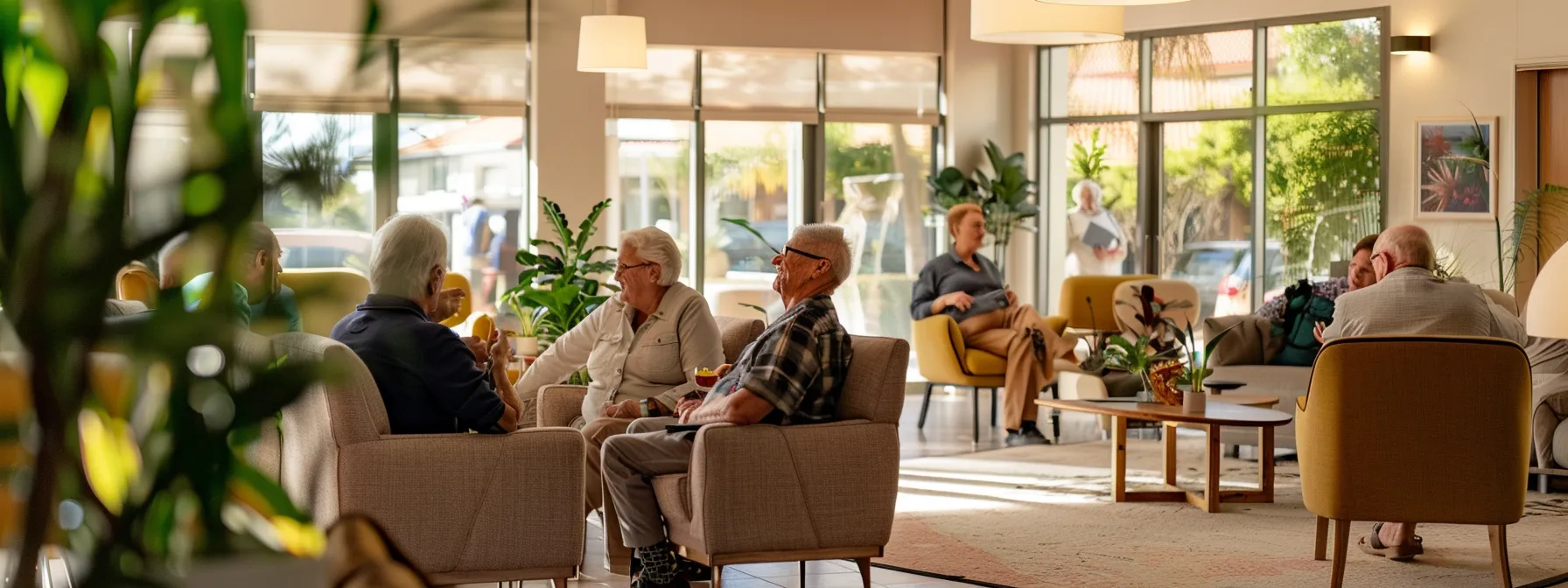 a vibrant scene in an elegant aged care facility where cheerful seniors engage in a group photography session, surrounded by warm lighting and stylish interiors, reflecting luxury and a strong sense of community in a coastal australian setting. a vibrant scene in an elegant aged care facility where cheerful seniors engage in a group photography session, surrounded by warm lighting and stylish interiors, reflecting luxury and a strong sense of community in a coastal australian setting.