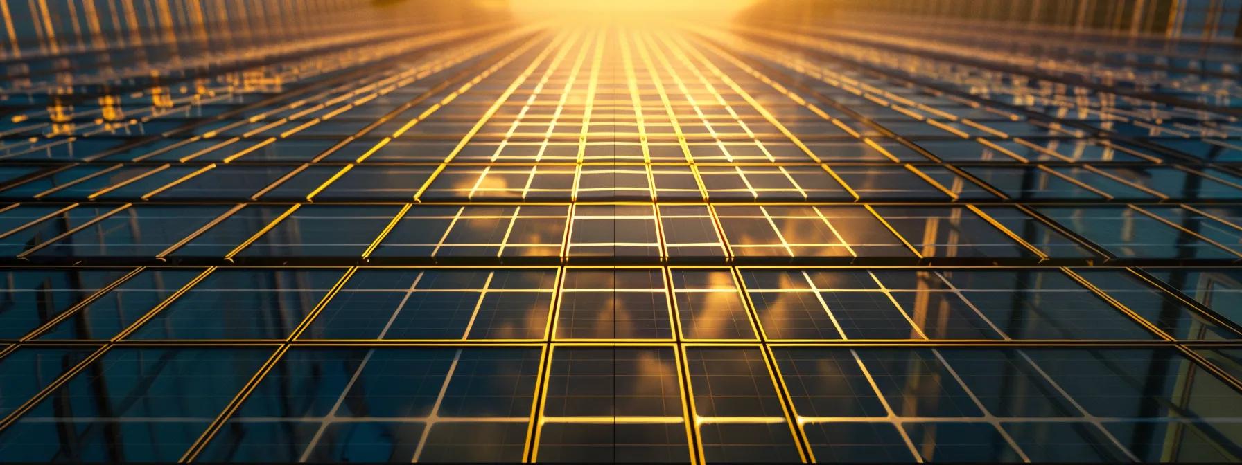 a vibrant solar panel array gleams under the golden sunlight, showcasing the seamless integration of advanced ai technology that enhances energy capture and efficiency. a vibrant solar panel array gleams under the golden sunlight, showcasing the seamless integration of advanced ai technology that enhances energy capture and efficiency.