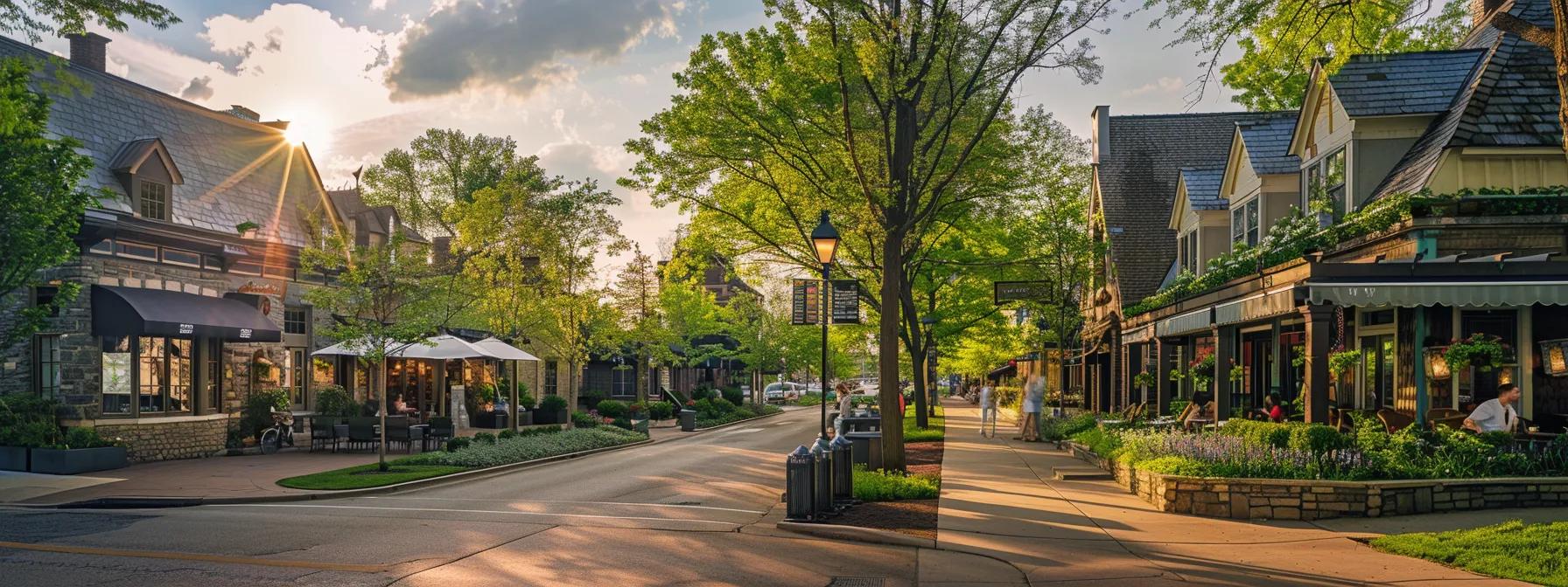 a vibrant street scene in belle meade showcases charming historic architecture, bustling gourmet markets, and families enjoying the community parks, all under the warm glow of late afternoon lighting. a vibrant street scene in belle meade showcases charming historic architecture, bustling gourmet markets, and families enjoying the community parks, all under the warm glow of late afternoon lighting.