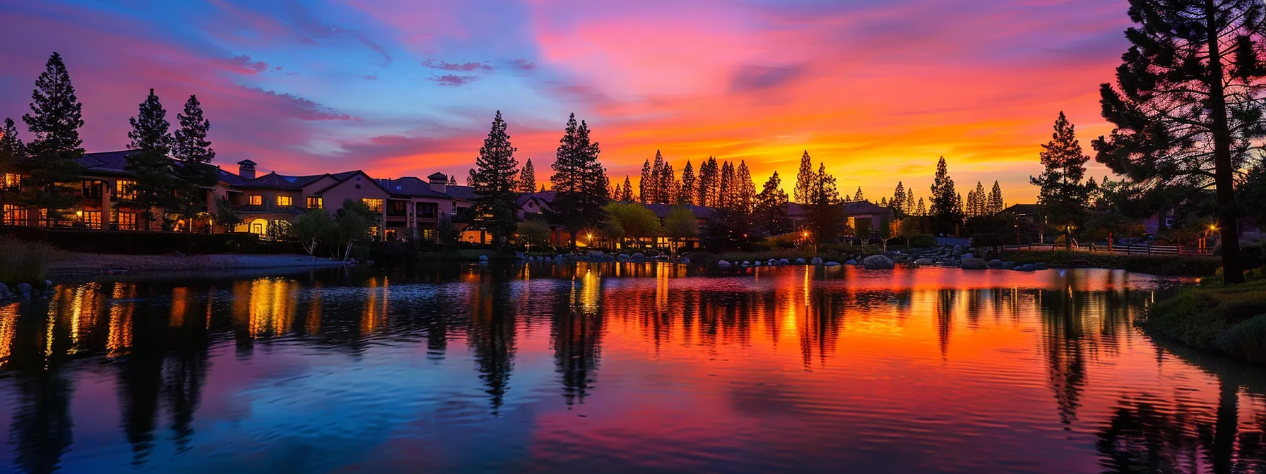 a vibrant sunset casts brilliant shades of orange and pink over a tranquil lake, reflecting the colorful sky in its glassy surface while silhouettes of tall pine trees frame the serene view. Benefits of Good Sign Up Bonuses for Credit Cards Revealed