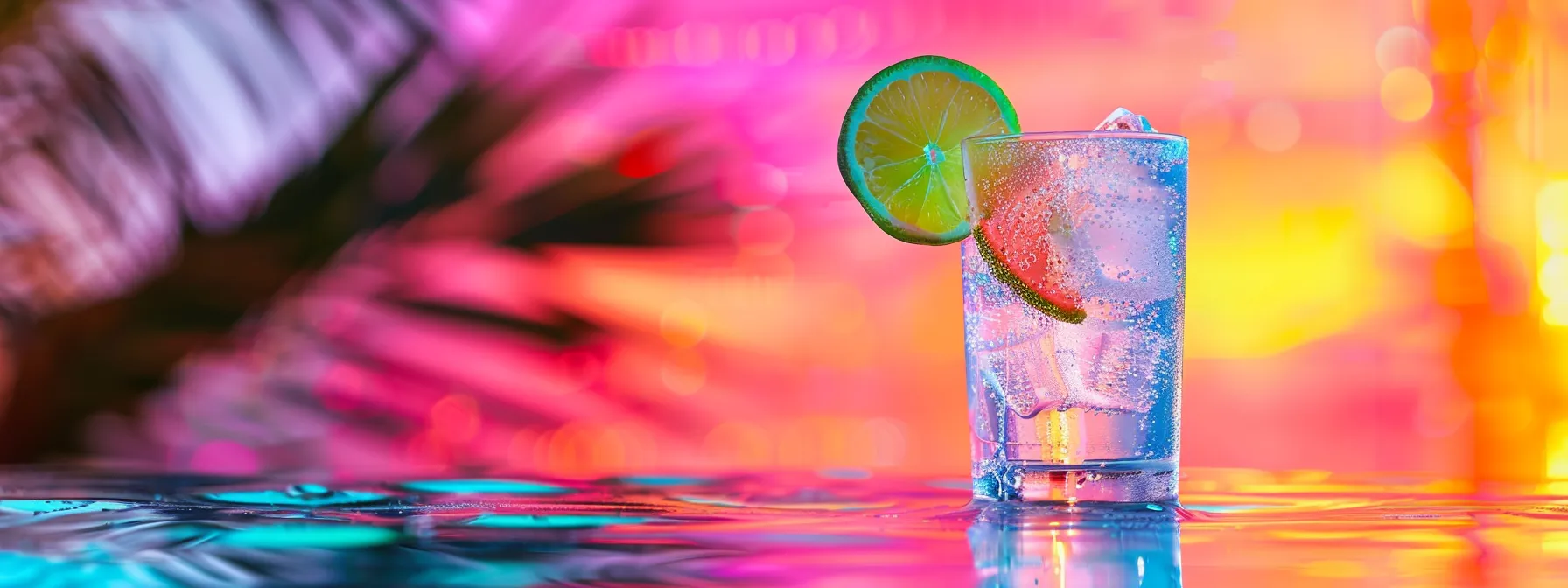 a vibrant thc-infused seltzer sparkles in a clear glass, garnished with a zesty lime twist, set against a colorful, retro-futuristic backdrop that evokes a playful social atmosphere, enhanced by soft, ambient lighting. a vibrant thc-infused seltzer sparkles in a clear glass, garnished with a zesty lime twist, set against a colorful, retro-futuristic backdrop that evokes a playful social atmosphere, enhanced by soft, ambient lighting.