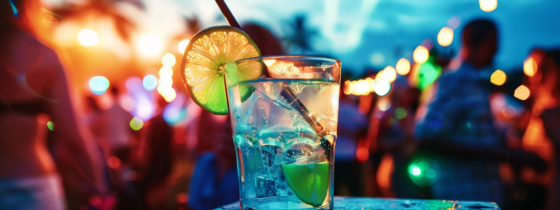 a vibrant twilight festival scene buzzes with energy as joyful revelers dance under dreamy stage lights, with a stylish clear glass of thc-infused seltzer garnished with a slice of lime casually placed nearby, encapsulating a modern, playful atmosphere. a vibrant twilight festival scene buzzes with energy as joyful revelers dance under dreamy stage lights, with a stylish clear glass of thc-infused seltzer garnished with a slice of lime casually placed nearby, encapsulating a modern, playful atmosphere.