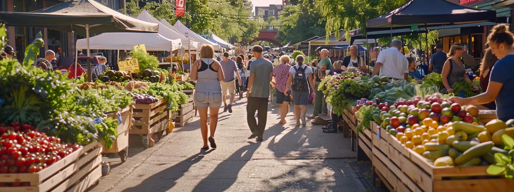 a vibrant urban farmers' market bustling with activity showcases local vendors selling healthy, thriving trees, embodying sustainable agriculture practices while promoting community engagement and environmental responsibility. a vibrant urban farmers' market bustling with activity showcases local vendors selling healthy, thriving trees, embodying sustainable agriculture practices while promoting community engagement and environmental responsibility.