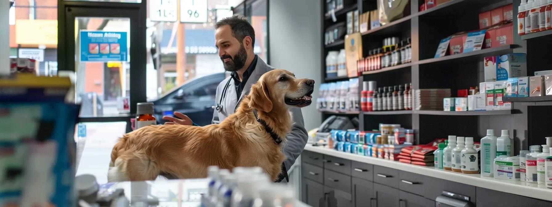 a vibrant urban pet wellness clinic showcases a joyful labrador retriever, gleaming with a shiny coat and energetic demeanor, as its proud owner discusses the transformative effects of usa-made salmon dog food with a knowledgeable veterinarian amidst a modern, well-lit interior filled with pet care products. a vibrant urban pet wellness clinic showcases a joyful labrador retriever, gleaming with a shiny coat and energetic demeanor, as its proud owner discusses the transformative effects of usa-made salmon dog food with a knowledgeable veterinarian amidst a modern, well-lit interior filled with pet care products.