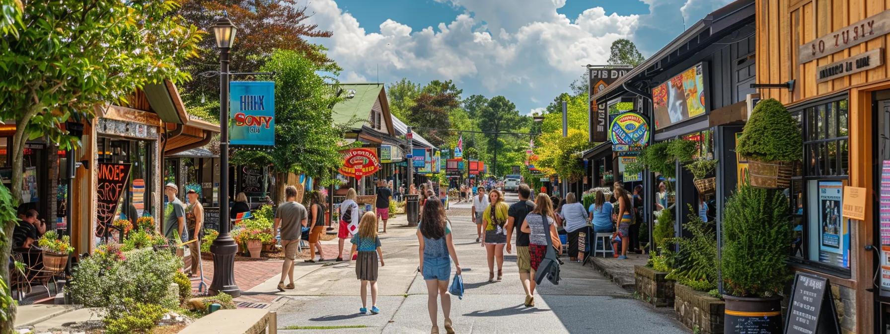 a vibrant urban scene in blue ridge, ga showcases a family joyfully exploring local attractions, surrounded by colorful signage highlighting insider tips and local hotspots, with a bustling atmosphere that emphasizes the thrill of discovering hidden gems. a vibrant urban scene in blue ridge, ga showcases a family joyfully exploring local attractions, surrounded by colorful signage highlighting insider tips and local hotspots, with a bustling atmosphere that emphasizes the thrill of discovering hidden gems.