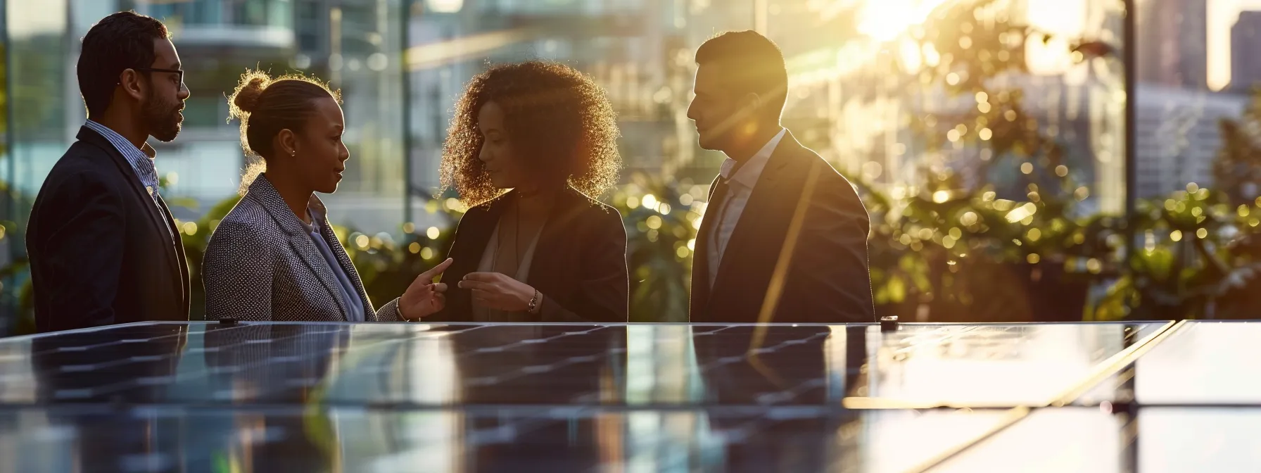a vibrant urban setting showcases a diverse group of individuals engaging in discussion around a sleek, modern solar panel display, symbolizing the various financing options available for sustainable energy solutions. a vibrant urban setting showcases a diverse group of individuals engaging in discussion around a sleek, modern solar panel display, symbolizing the various financing options available for sustainable energy solutions.