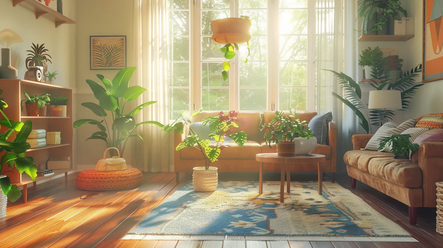 a vibrant, well-organized living room gleams with freshness and cleanliness, showcasing neatly arranged furniture and sparkling surfaces that exemplify the exceptional standards of local cleaning services in clarksville, tn.