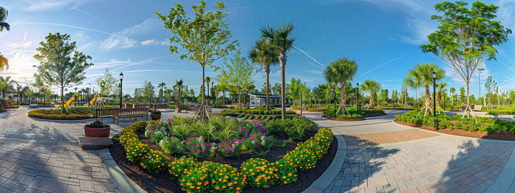 a vibrant, well-designed hoa community space in st. cloud, florida, showcasing sophisticated outdoor furniture among meticulously crafted landscaping features, all under clear blue skies, highlighting the collaboration with local experts for stunning curb appeal. a vibrant, well-designed hoa community space in st. cloud, florida, showcasing sophisticated outdoor furniture among meticulously crafted landscaping features, all under clear blue skies, highlighting the collaboration with local experts for stunning curb appeal.