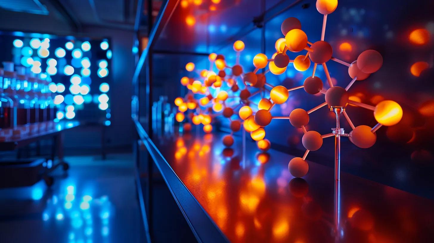 a visually captivating, high-tech laboratory scene focuses on a digital display showcasing 3d molecular models of cbd binding to endocannabinoid receptors, illuminated by sharp, focused led lighting to highlight the intricate details of the molecular interactions.