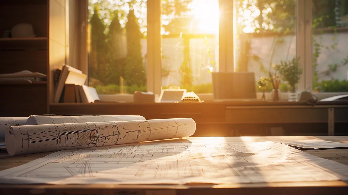 a visually striking image of a custom home project being carefully reviewed on a blueprint, surrounded by zoning maps and community planning documents, illuminated by soft afternoon light filtering through the window, symbolizing the complexities of navigating zoning regulations. a visually striking image of a custom home project being carefully reviewed on a blueprint, surrounded by zoning maps and community planning documents, illuminated by soft afternoon light filtering through the window, symbolizing the complexities of navigating zoning regulations.