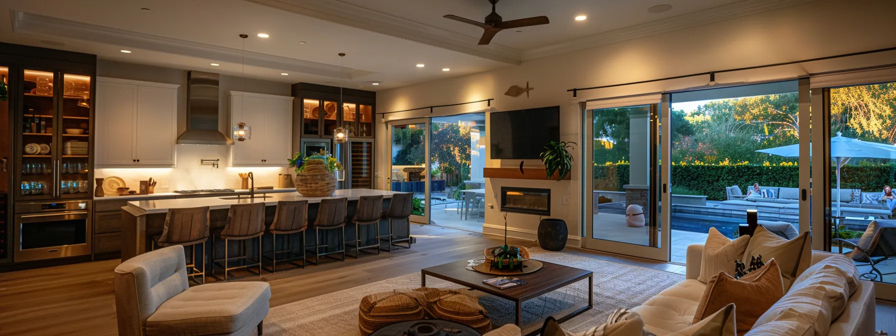 a warm and inviting home interior showcases satisfied conejo valley residents proudly displaying their efficient rinnai and retex 18 water heater installations, illuminated by soft natural light streaming through the windows.