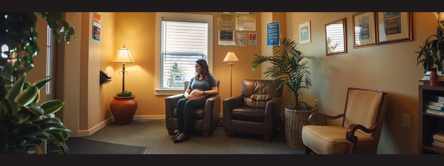 a warm, inviting chiropractic office features a pregnant woman engaged in a detailed consultation with a professional chiropractor, surrounded by educational materials on prenatal care and treatment options. a warm, inviting chiropractic office features a pregnant woman engaged in a detailed consultation with a professional chiropractor, surrounded by educational materials on prenatal care and treatment options.