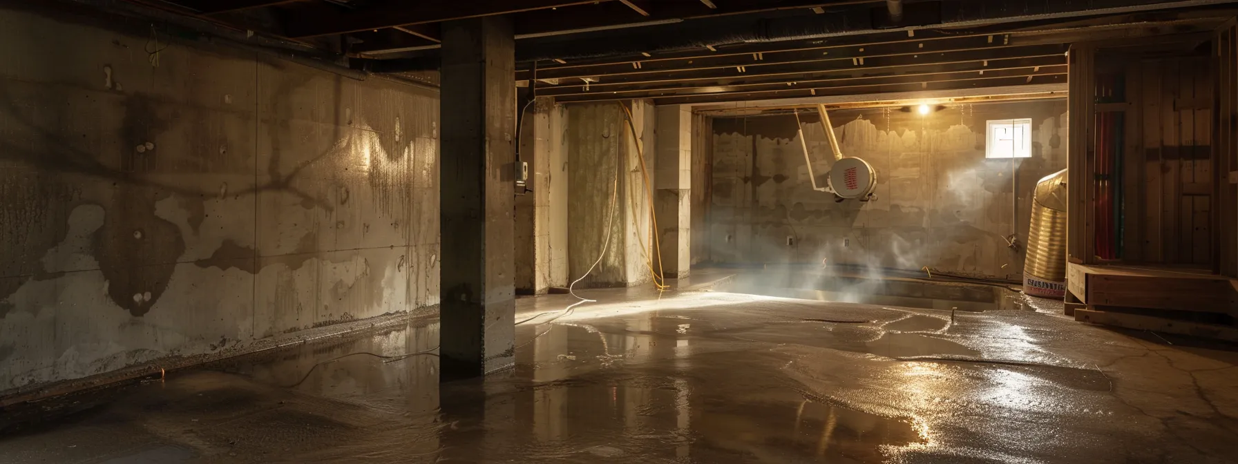 a well-lit residential basement showcases a skilled contractor applying waterproofing membranes to exposed concrete walls, while another installs a french drain, embodying a clean and professional waterproofing process amid the promise of effective home protection. a well-lit residential basement showcases a skilled contractor applying waterproofing membranes to exposed concrete walls, while another installs a french drain, embodying a clean and professional waterproofing process amid the promise of effective home protection.