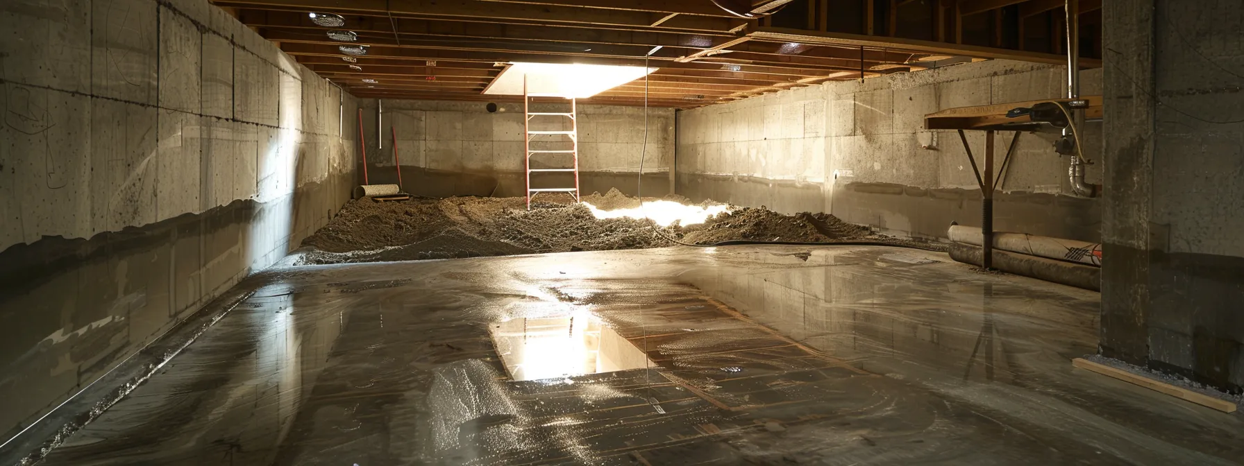 a well-lit basement showcases a contractor applying waterproofing membranes to exposed concrete walls while sealing foundation cracks and preparing a sump pump installation, emphasizing the importance of effective waterproofing techniques in a residential setting. a well-lit basement showcases a contractor applying waterproofing membranes to exposed concrete walls while sealing foundation cracks and preparing a sump pump installation, emphasizing the importance of effective waterproofing techniques in a residential setting.