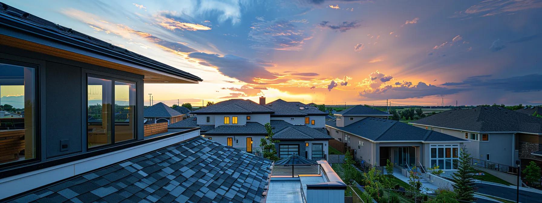 a well-structured, modern rooftop adorned with weather-resistant materials and a clear view of an impending stormy sky, symbolizing homeowners' proactive preparation for missouri's extreme weather. a well-structured, modern rooftop adorned with weather-resistant materials and a clear view of an impending stormy sky, symbolizing homeowners' proactive preparation for missouri's extreme weather.
