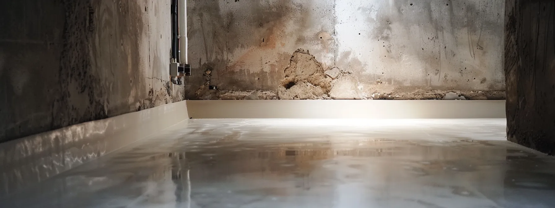 a well-lit residential basement showcases a professional waterproofing process, featuring exposed concrete walls as contractors expertly apply waterproof membranes, seal cracks with hydraulic cement, and install a french drain alongside a ready sump pump, emphasizing the importance of safeguarding against water damage. a well-lit residential basement showcases a professional waterproofing process, featuring exposed concrete walls as contractors expertly apply waterproof membranes, seal cracks with hydraulic cement, and install a french drain alongside a ready sump pump, emphasizing the importance of safeguarding against water damage.