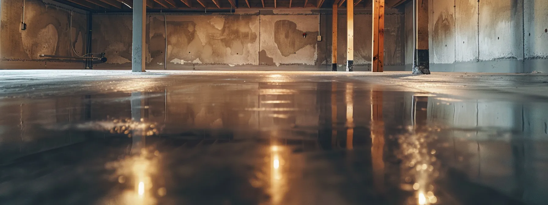 a well-lit residential basement showcases the thorough application of waterproofing measures, with exposed concrete walls and flooring, where contractors diligently seal cracks and install a french drain, highlighting the importance of professional expertise in effective home protection. a well-lit residential basement showcases the thorough application of waterproofing measures, with exposed concrete walls and flooring, where contractors diligently seal cracks and install a french drain, highlighting the importance of professional expertise in effective home protection.