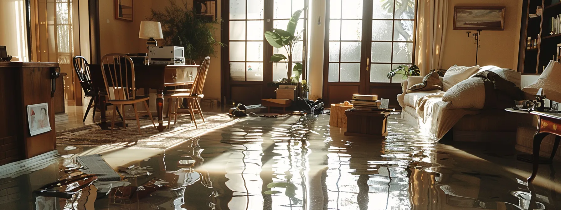 a well-lit, lived-in home showcases professional water damage restoration efforts, with clean, dry surfaces and visible equipment, symbolizing a thorough recovery from light water damage.
