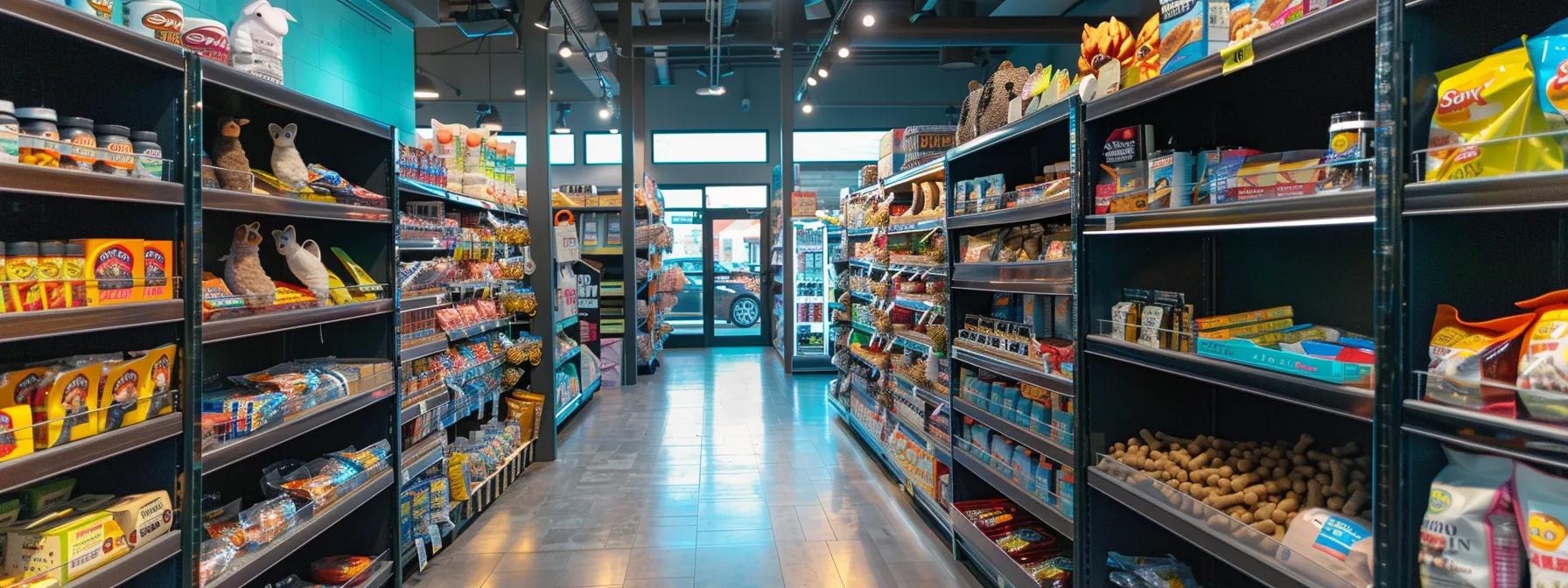 a well-lit, modern pet store aisle showcases a variety of dental chews and chew toys prominently displayed on sleek shelves, highlighting the diverse options available for discerning dog owners to choose from. a well-lit, modern pet store aisle showcases a variety of dental chews and chew toys prominently displayed on sleek shelves, highlighting the diverse options available for discerning dog owners to choose from.