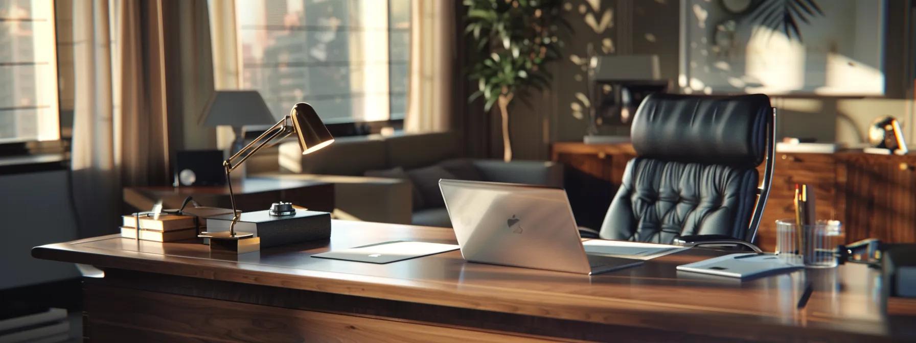 an authoritative office setting features a sleek desk adorned with legal documents and a laptop, emphasizing the importance of compliance in selling a mortgaged house in california. an authoritative office setting features a sleek desk adorned with legal documents and a laptop, emphasizing the importance of compliance in selling a mortgaged house in california.