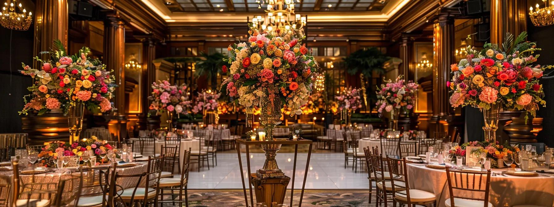 an elegantly decorated wedding venue featuring personalized floral arrangements, bespoke table settings, and vibrant lighting, creating a warm and inviting atmosphere that reflects the couple's unique identity.