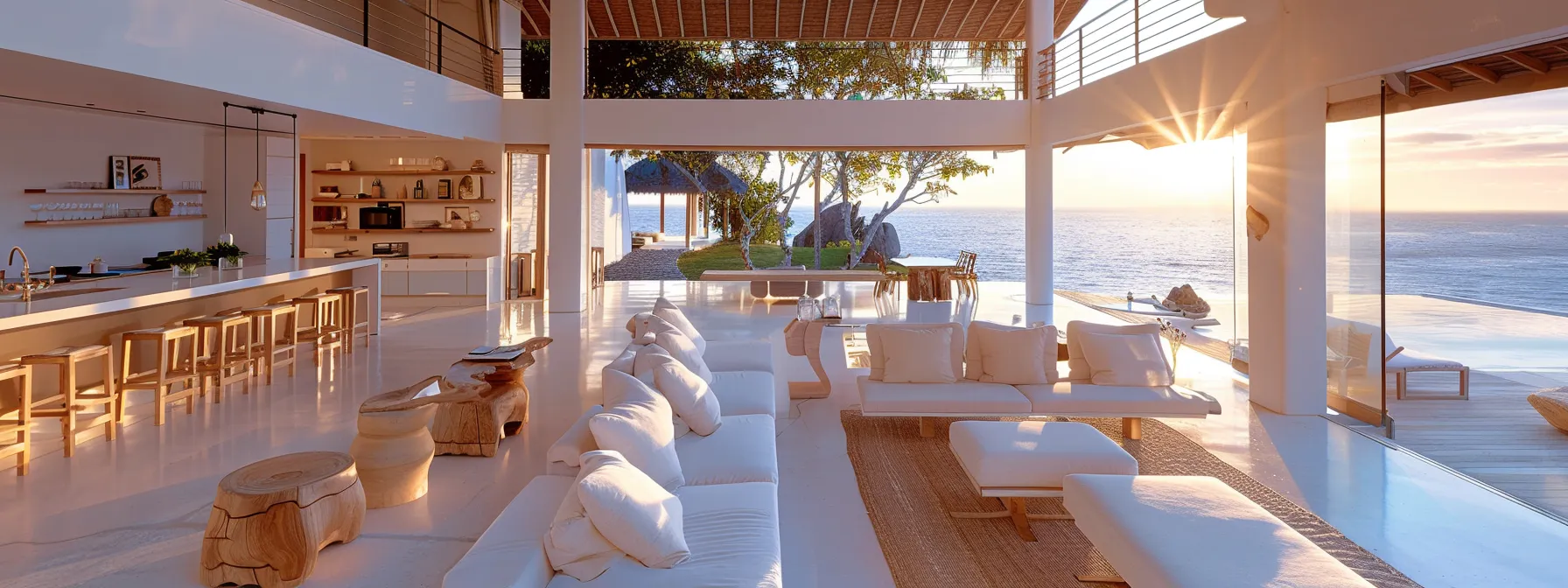 an elegantly styled luxury coastal airbnb interior, featuring bright, modern decor and curated welcome amenities, captures the essence of hyper-personalization, inviting guests into a vibrant escape that reflects local culture and offers a high-end lifestyle experience.
