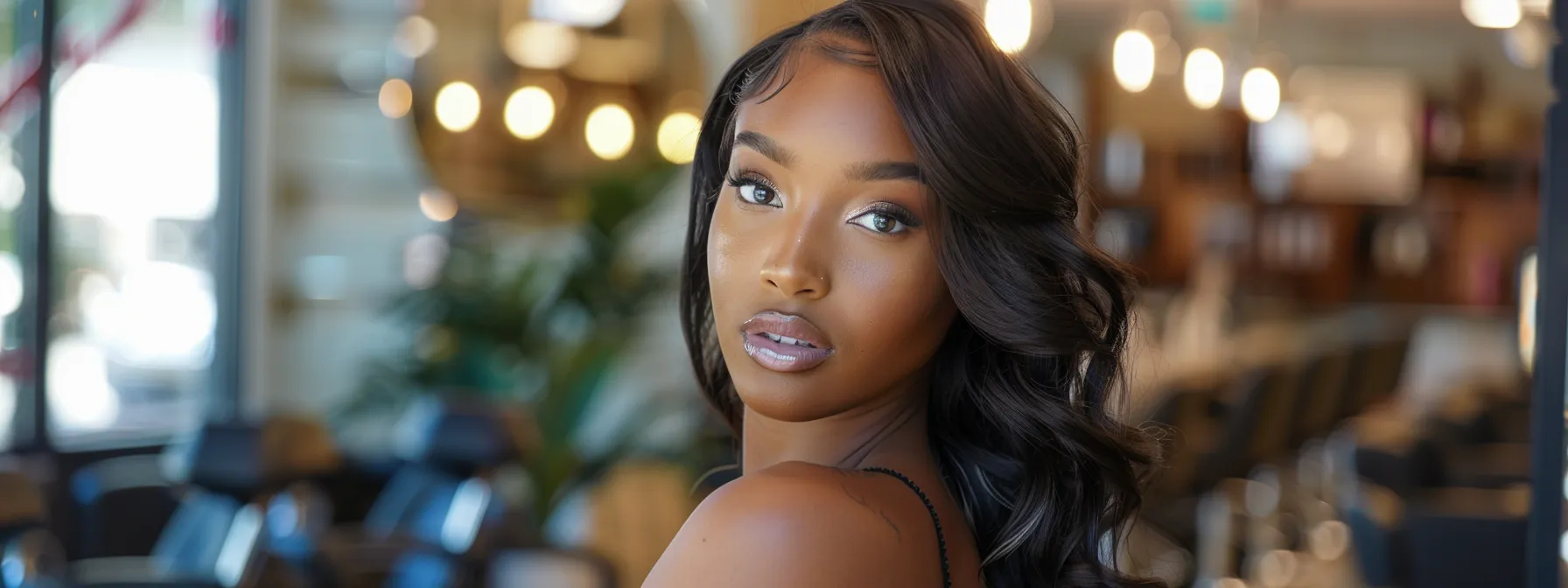 an elegantly styled model showcases luxurious k-tips extensions in a salon an elegantly styled model showcases luxurious k-tips extensions in a salon
