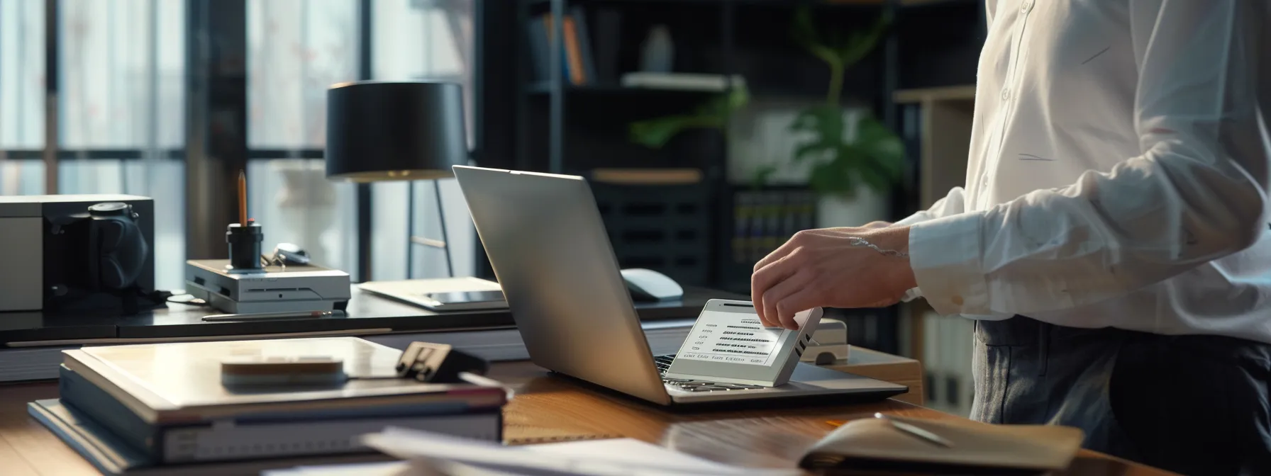 an impeccably organized office space features a professional inspecting a moisture meter and reviewing reports on a sleek laptop, emphasizing the critical process of post-mold removal verification and prevention strategies. an impeccably organized office space features a professional inspecting a moisture meter and reviewing reports on a sleek laptop, emphasizing the critical process of post-mold removal verification and prevention strategies.