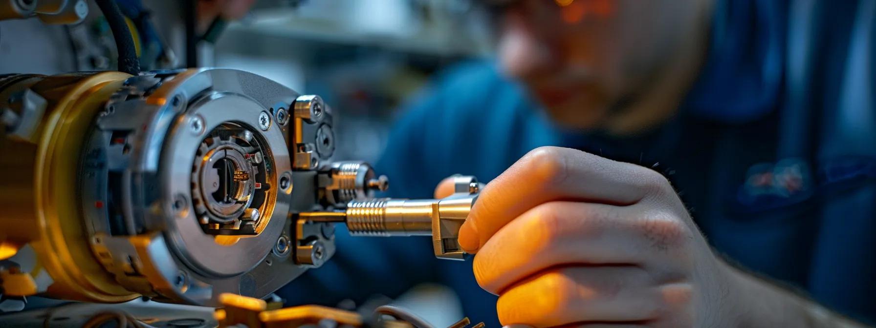 an indoor locksmith's workshop in brampton featuring a focused technician skillfully diagnosing a malfunctioning smart lock with advanced tools, illuminated by bright overhead lighting that highlights the intricate mechanisms and emphasizes the urgency of effective lock repair services. an indoor locksmith's workshop in brampton featuring a focused technician skillfully diagnosing a malfunctioning smart lock with advanced tools, illuminated by bright overhead lighting that highlights the intricate mechanisms and emphasizes the urgency of effective lock repair services.