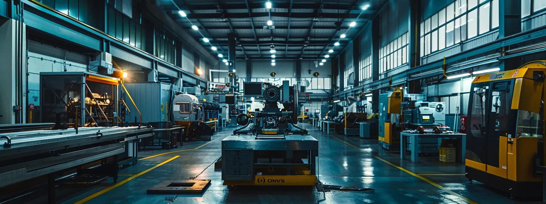 an intricately designed precision metal fabrication workshop, featuring advanced machinery and skilled artisans focused on crafting complex components for the aerospace and medical device industries, illuminated by bright, focused overhead lights that highlight the meticulous details of the materials and processes.
