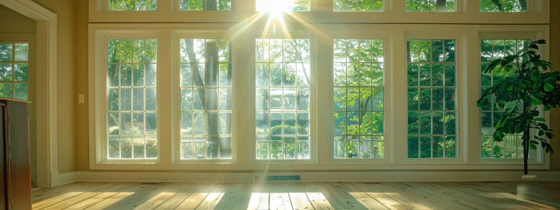 an inviting home interior showcases a bright, airy atmosphere, with sunlight streaming through large windows, highlighting pristine surfaces and a subtle hint of greenery, symbolizing the importance of clean air and effective mold inspection for a healthy living space.
