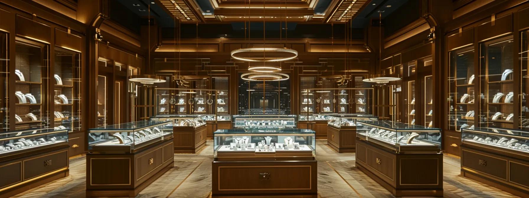 an opulent las vegas jewelry showroom gleams under soft, dramatic lighting, showcasing a stunning array of unique diamonds on elegant display, emphasizing their exquisite craftsmanship and luxurious allure. an opulent las vegas jewelry showroom gleams under soft, dramatic lighting, showcasing a stunning array of unique diamonds on elegant display, emphasizing their exquisite craftsmanship and luxurious allure.