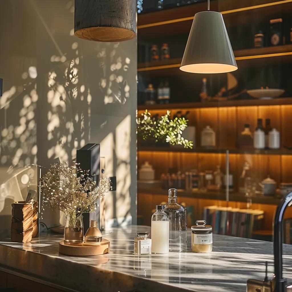 an organized, modern home interior gleams with sparkling surfaces and neatly arranged items, illuminated by warm overhead lighting, showcasing the transformative results of a thorough spring cleaning in progress. an organized, modern home interior gleams with sparkling surfaces and neatly arranged items, illuminated by warm overhead lighting, showcasing the transformative results of a thorough spring cleaning in progress.
