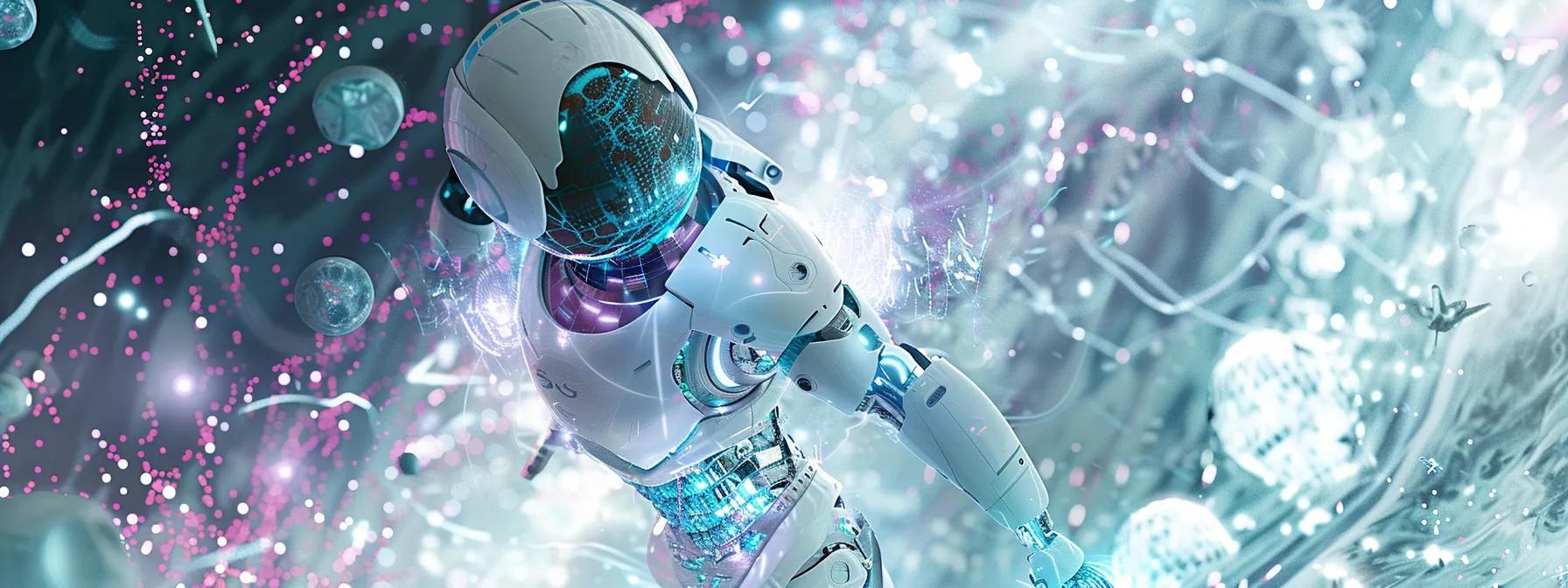 an ultra-realistic ai robot hovers gracefully in a futuristic cosmic landscape, surrounded by swirling data streams and luminous particles, all illuminated in a striking white and teal color palette with purple highlights, capturing the essence of advanced technical seo optimization in a digital universe. an ultra-realistic ai robot hovers gracefully in a futuristic cosmic landscape, surrounded by swirling data streams and luminous particles, all illuminated in a striking white and teal color palette with purple highlights, capturing the essence of advanced technical seo optimization in a digital universe.