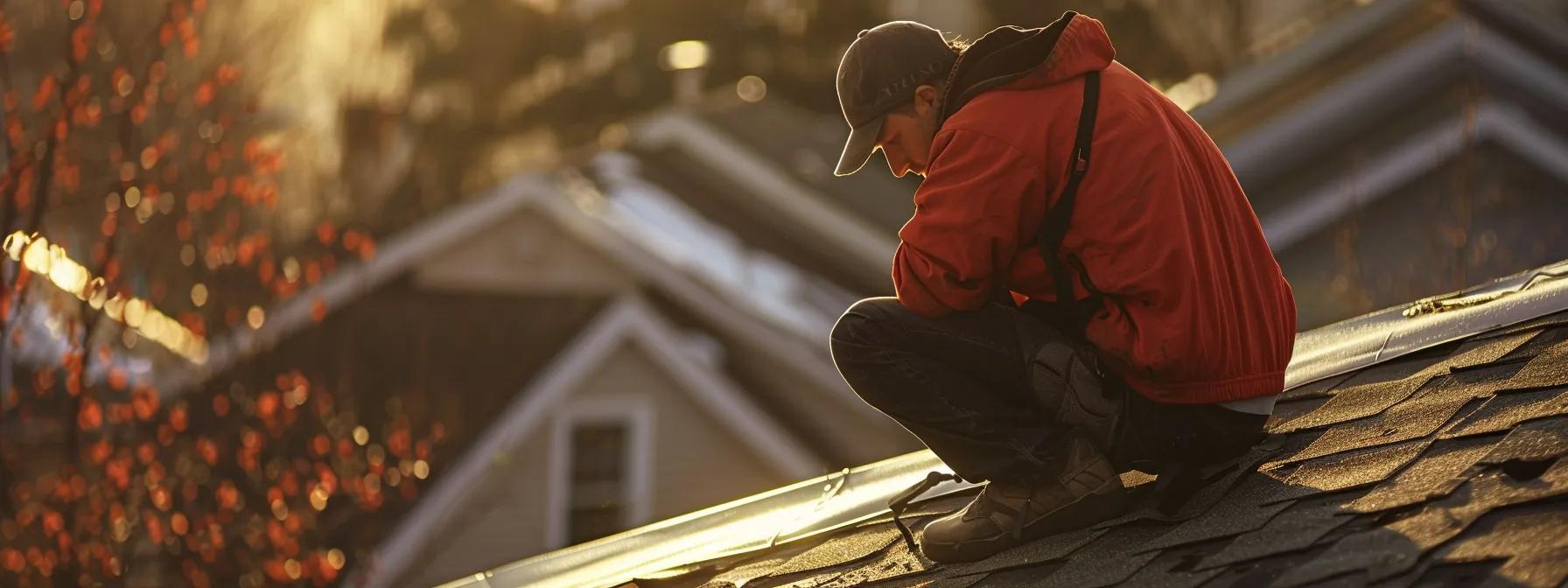 an urban rooftop inspection scene captures a professional surveying the roof's surface with a high-resolution camera, documenting visible defects such as missing shingles and water damage, under bright artificial lighting that highlights the details for precise analysis. an urban rooftop inspection scene captures a professional surveying the roof's surface with a high-resolution camera, documenting visible defects such as missing shingles and water damage, under bright artificial lighting that highlights the details for precise analysis.
