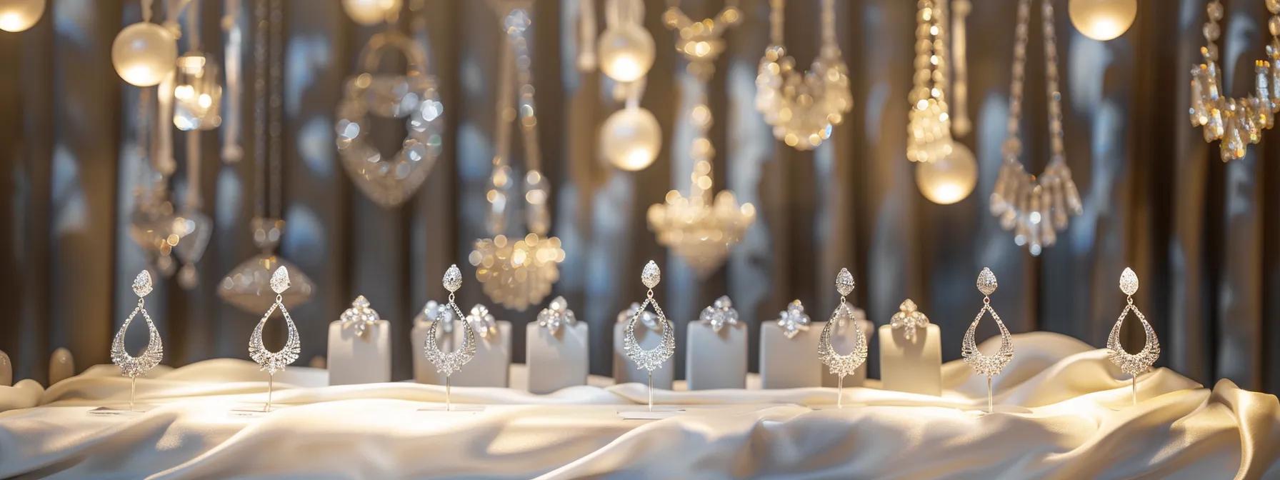 a chic bridal setup showcases a stunning bride adorned with refined pearl earrings, standing elegantly in a beautifully styled modern indoor venue, surrounded by complementary accessories that highlight her sophisticated look. a chic bridal setup showcases a stunning bride adorned with refined pearl earrings, standing elegantly in a beautifully styled modern indoor venue, surrounded by complementary accessories that highlight her sophisticated look.