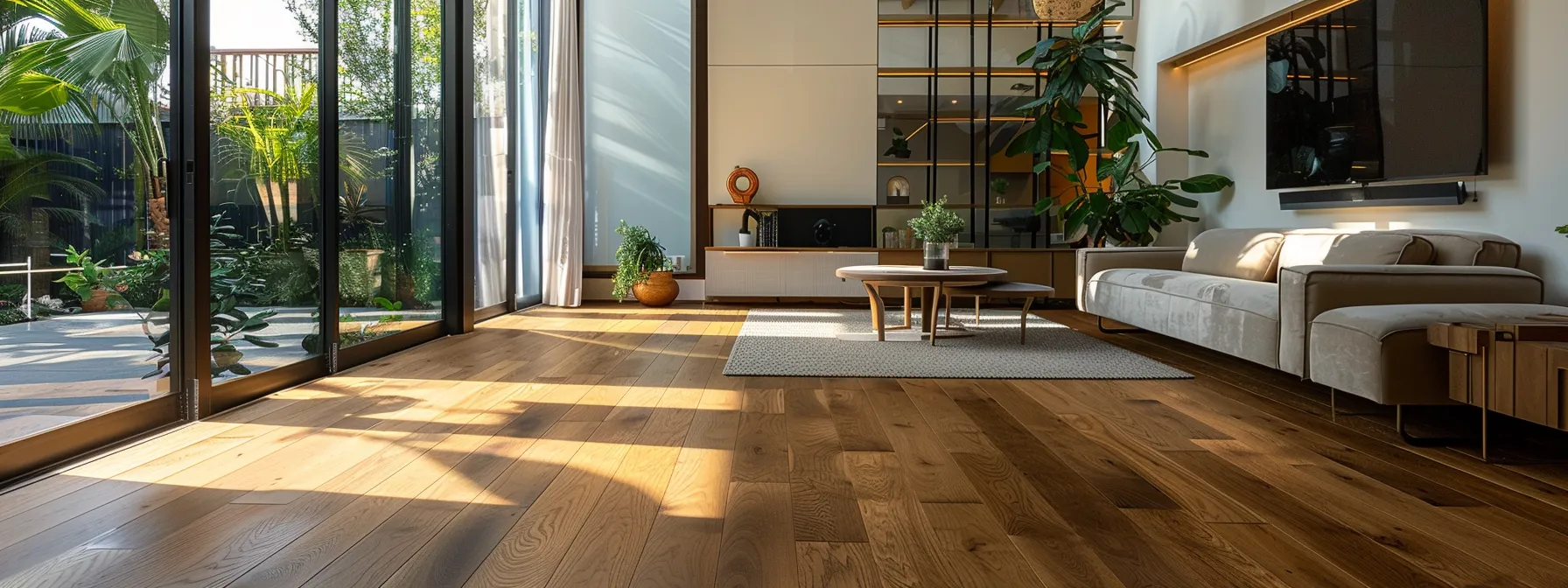 a beautifully designed interior showcasing vibrant engineered wood flooring in rich walnut tones, illuminated by soft, natural light filtering through large windows, emphasizing its durability and refined aesthetic appeal. a beautifully designed interior showcasing vibrant engineered wood flooring in rich walnut tones, illuminated by soft, natural light filtering through large windows, emphasizing its durability and refined aesthetic appeal.