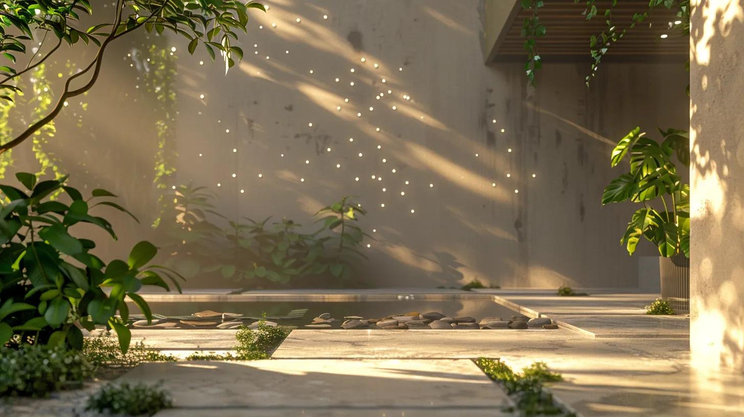 a beautifully designed outdoor living space showcases an elegant blend of durable hardscaping materials, harmonizing with lush greenery under soft, golden lighting, evoking a sense of tranquility and modern aesthetic. a beautifully designed outdoor living space showcases an elegant blend of durable hardscaping materials, harmonizing with lush greenery under soft, golden lighting, evoking a sense of tranquility and modern aesthetic.